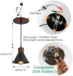 Black Metal Walnut Base Recessed Light Conversion Kit for E26 Recessed Mount Cans Pendant Light