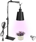 Free Standing Plant Grow Indoor Gardening Red & Blue Lighting Adjusted Height 15Ft Timer Cord Black