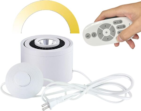Remote Dimmable 7W LED Barrel Type 5.9ft On/Off Foot Pedal Switch Cord Wall Spotlight White