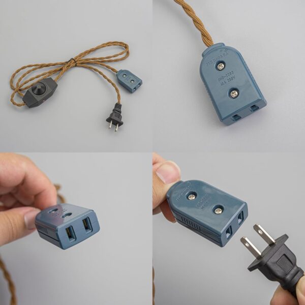 Customizable Plug Outlet Power Wire Extension Cord Vintage Lighting Accessory Part DIY Project