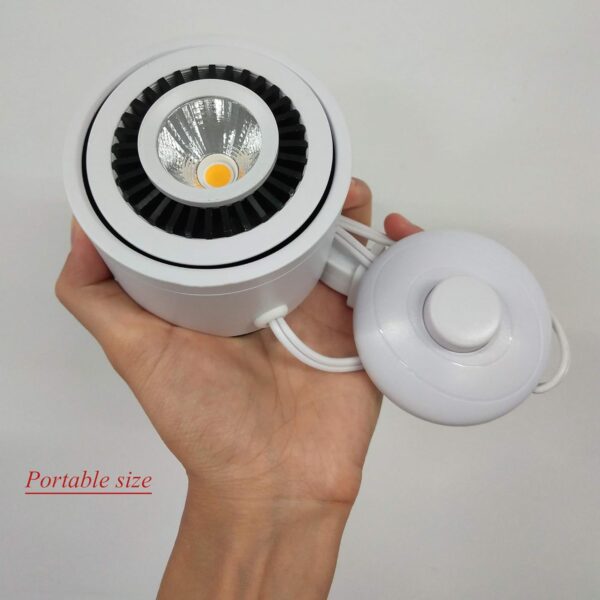 Remote Dimmable 7W LED Barrel Type 5.9ft On/Off Foot Pedal Switch Cord Wall Spotlight White